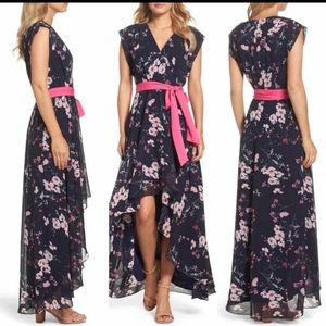 Eliza J High/Low Floral Faux Wrap Maxi Dress